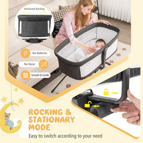 BABY JOY Manual Rocking Bassinet for Baby