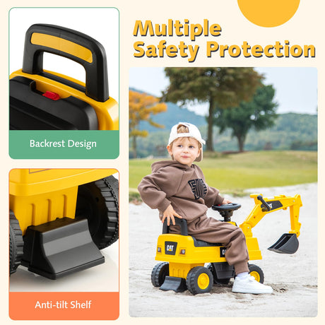 HONEY JOY Kid's Rid-On Digger, Functional Excavator Toy