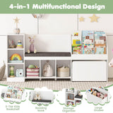 HONEY JOY Kids Bookcase Reading Nook, 4-in-1 Standing Toy Organiser