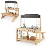 Outdoor Mud Kitchen with Stoves & Sink and Chalkboard for Kids