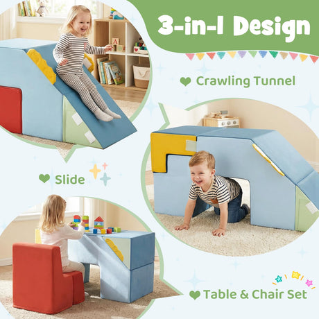 BABY JOY Kids Climb & Crawl Playset, Toddler Climber with Slide & Stairs