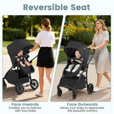 2-in-1 Foldable Baby Stroller with Reversible Seat and Adjustable Backrest