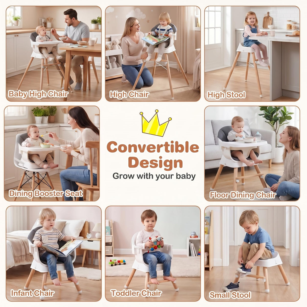 BABY JOY Convertible High Chair for Babies & Toddlers