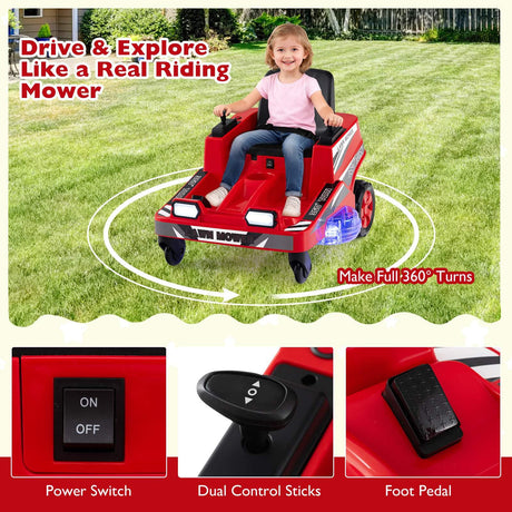 12V Ride on Lawn Mower for Kids, Toddler Electric Ride on Car