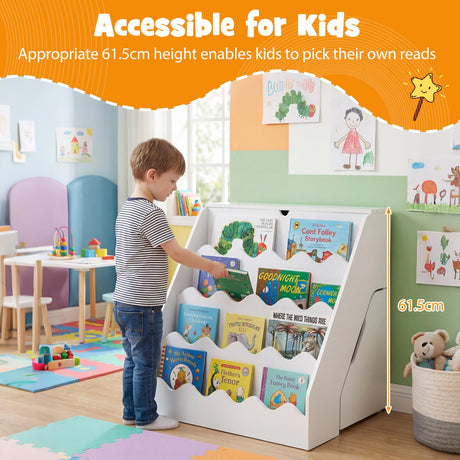 HONEY JOY 2-in-1 Kids Bookshelf & Toy Storage Organizer, Storage Rack