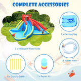 HONEY JOY Inflatable Water Slide, 7 in 1 Giant Water Park Double Long Slide w/Splash Pool, Tunnel Adventure (Without Blower)