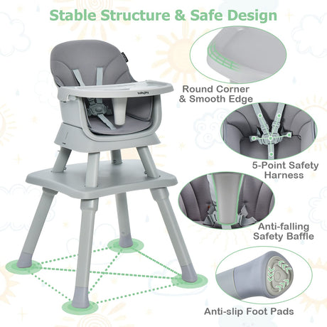 BABY JOY 8 in 1 Baby Highchair Convertible High Chair for Infants w/Adjustable & Washable Tray