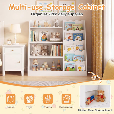 HONEY JOY Kids Bookshelf, Toddler Bookcase Toy Organizer