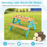 HONEY JOY Kids Wooden Picnic Table Set, Outdoor Children Table with Bench Seats