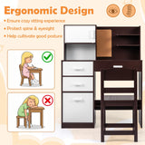 HONEY JOY Kids Desk and Chair Set, Study Table w/Hutch, Bulletin Board