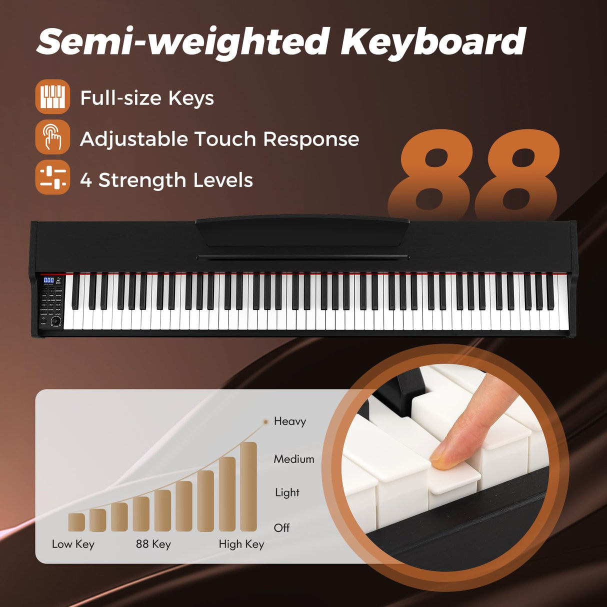 HONEY JOY 88-Key Portable Digital Piano Keyboard with Stand Electric Piano