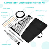 HONEY JOY 32 Note Glockenspiel Xylophone Percussion Bell Kit with Adjustable Stand, 8'' Practice Pad