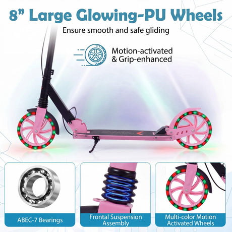 Kick Scooter with 4-Level Adjustable Handlebar, Hand Brake, Anti-Shock Suspension