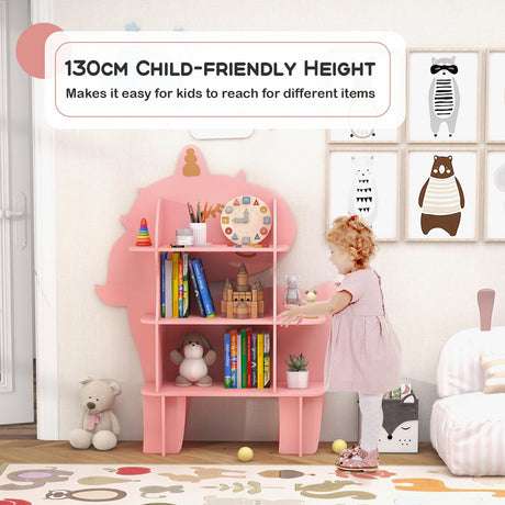 HONEY JOY Bookcase for Kids, 3-Tier Toy Storage Organizer with Open Storage Shelves