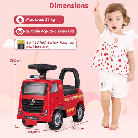 HONEY JOY Mercedes-Benz Licensed Kids' Ride On Truck, Push Fire Engine