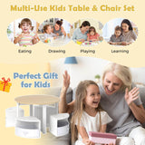 HONEY JOY Kids Table and Chair Set, 5 Piece Toddler Round Nesting Table with 4 Storage Stools for Activity