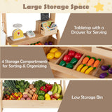 HONEY JOY Wooden Mud Kitchen & Market Stand for Kids Outdoor