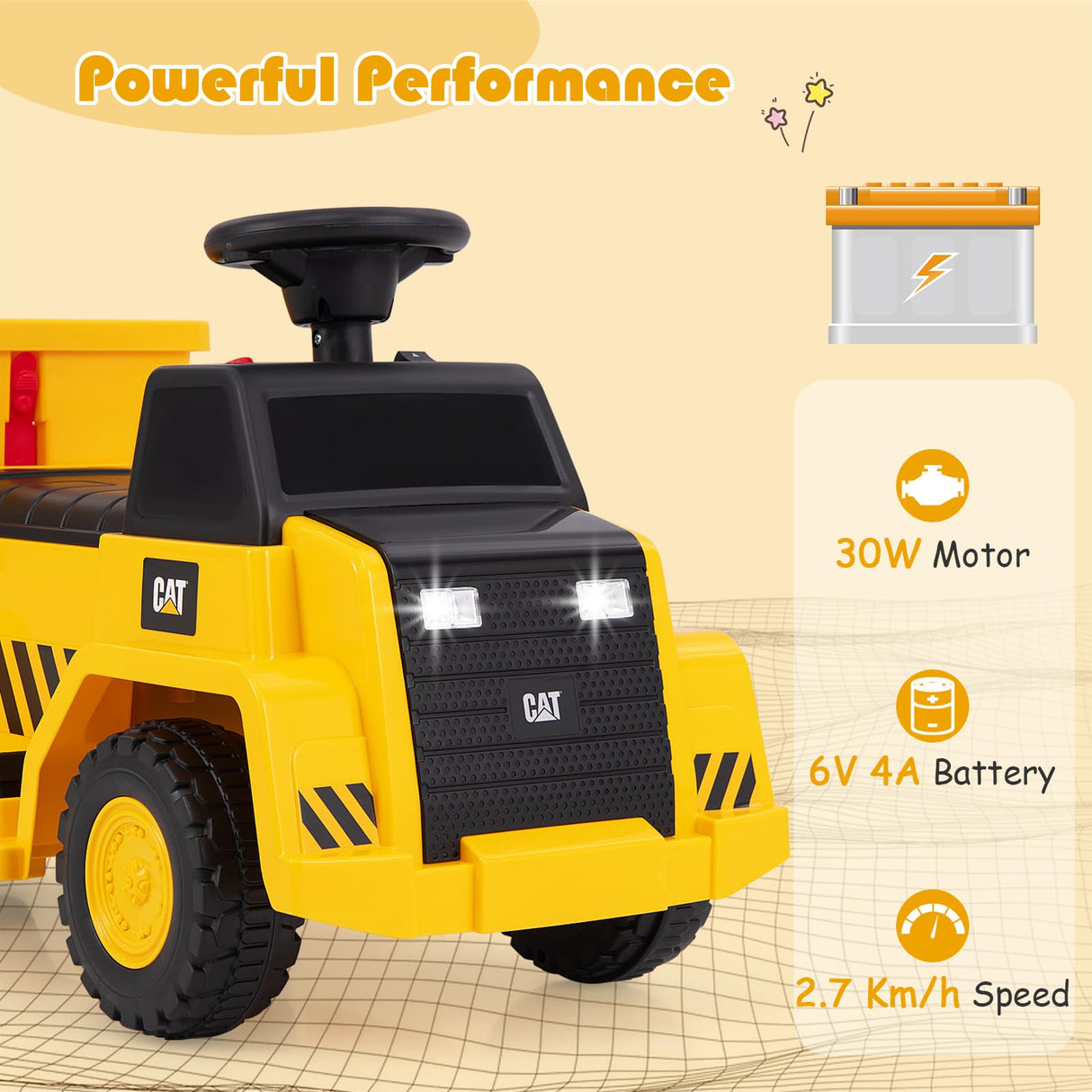 HONEY JOY Licensed Caterpillar Ride on Dump Truck