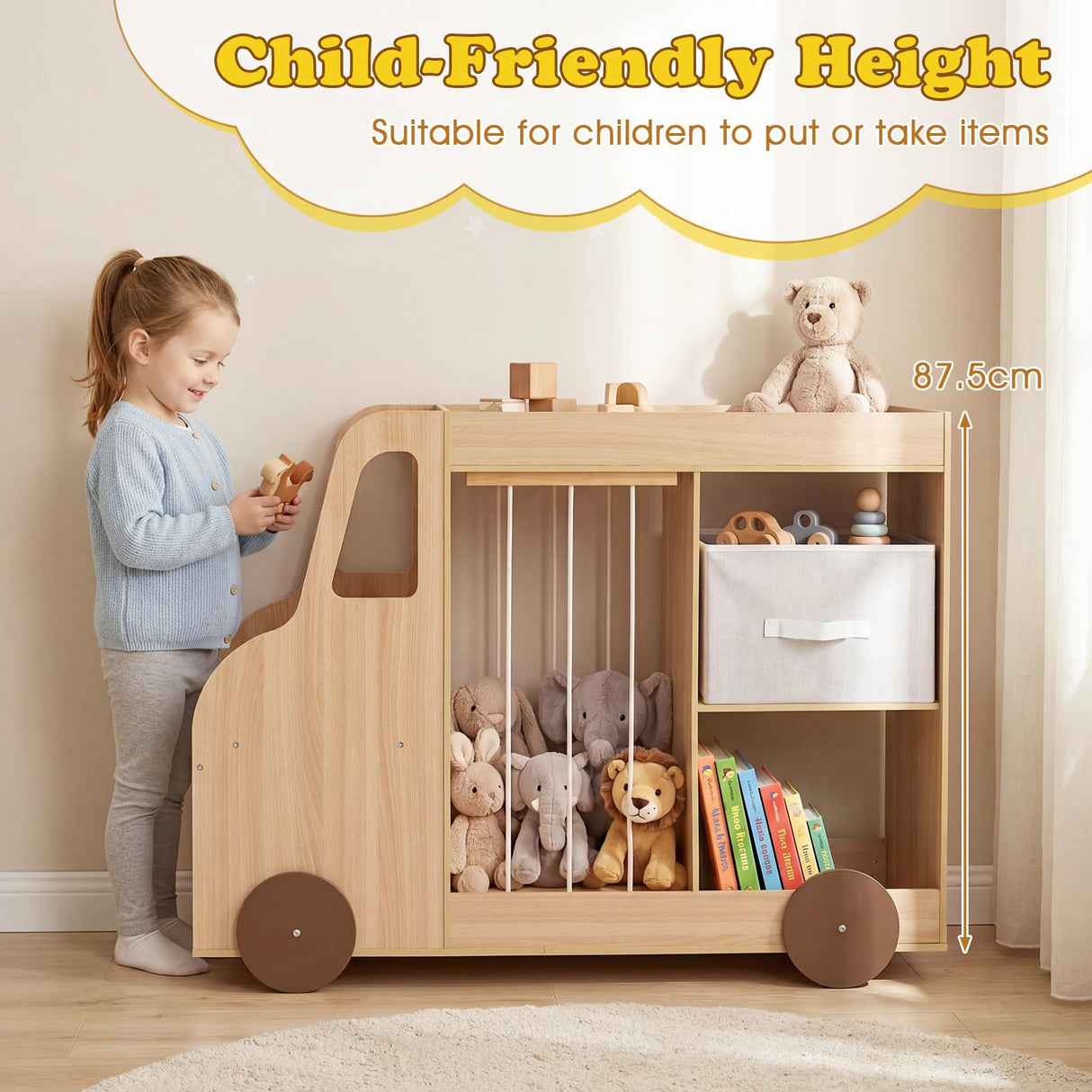 HONEY JOY Toy Storage Organizer with Stuffed Animal Storage