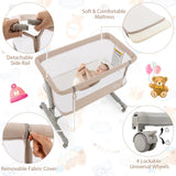 BABY JOY 3 in 1 Baby Bedside Bassinet Baby Cot with Mattress & 5 Adjustable Height
