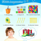 Inflatable Bounce House, 4-in-1 Farm Themed Jumping Castle with Slide