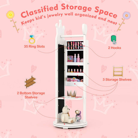 HONEY JOY 360° Rotating Kids Jewelry Cabinet