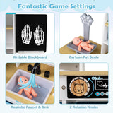 HONEY JOY Kids Play Doctor's Office w/Blackboard, Pet Scale, Faucet, Sink