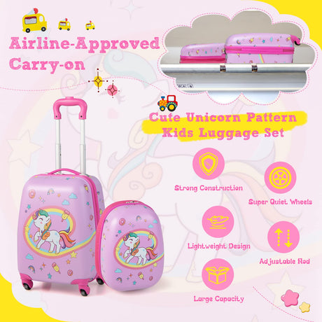 BABY JOY 2 PCS Kids Luggage Set, 13" & 16" Kids Carry On Suitcase Set