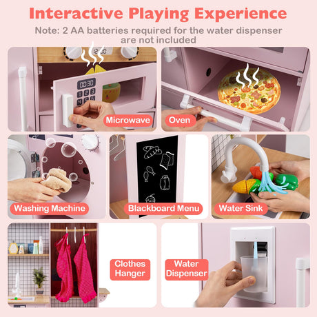 Dual-Sided Kids Play Kitchen, Wooden Kitchen Playset