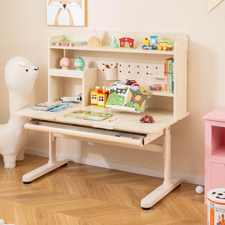 Height Adjustable Writing Table with Tilt Retractable Book Stand