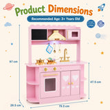 HONEY JOY Wooden Play Kitchen for Kids Toddlers w/Storage