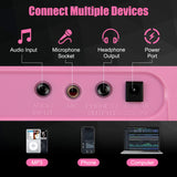 HONEY JOY 61 Key Piano Keyboard, Portable Electronic Keyboard Piano with Lighted Keys, LCD Screen (Pink)