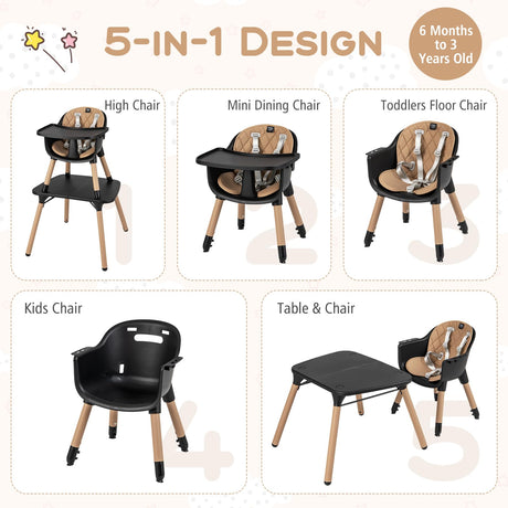 BABY JOY 5 in 1 Convertible Baby High Chair
