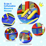 HONEY JOY Inflatable Bounce House with Playhouse, 5-in-1 Star Themed Bouncy Castle w/Double Basketball Hoops