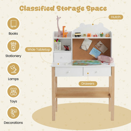 HONEY JOY Kids Desk and Chair Set, Wooden Children Study Table