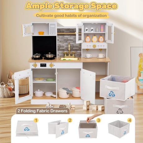 Kids Kitchen Playset Wooden Pretend Play Kitchen with Stoves