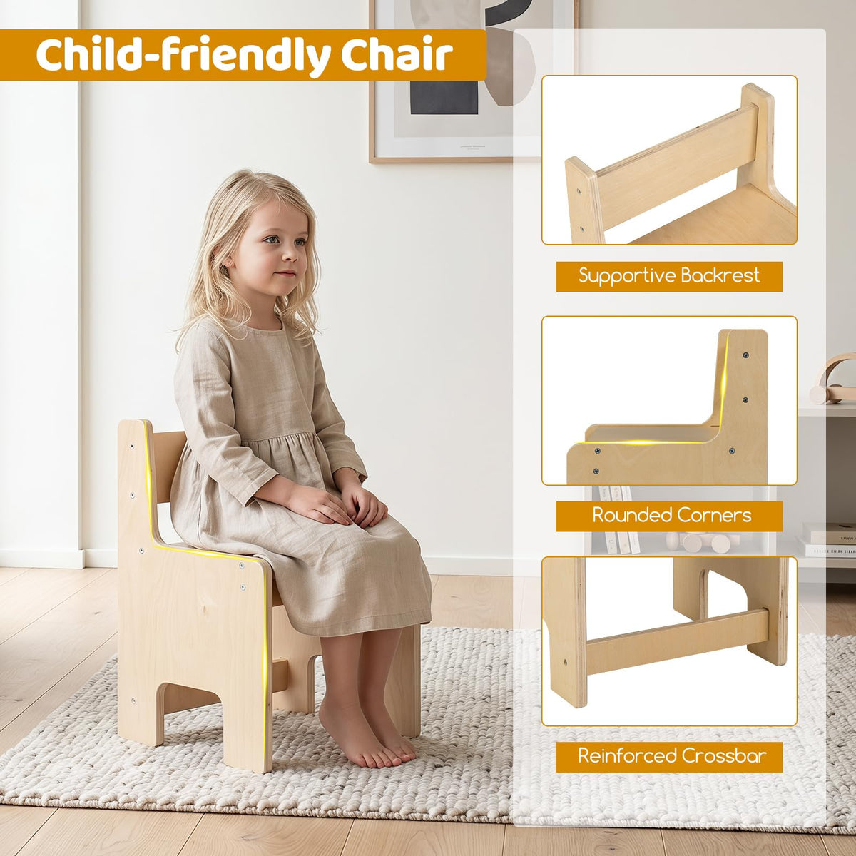 HONEY JOY Kids Sensory Table and Chair Set with Adjustable Height for 3+
