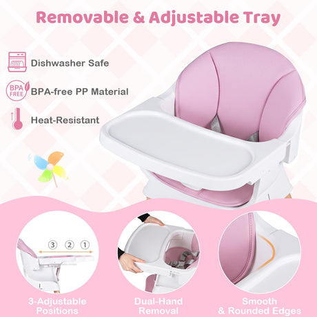 BABY JOY 9-in-1 Convertible High Chair, Kids Table and Chair Set