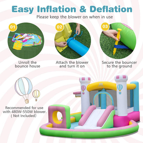 Inflatable Bounce House, Kids Jumping Castle w/Slide