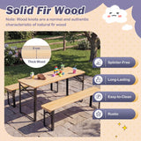 HONEY JOY 110 CM Folding Kids Picnic Table & Bench Set, No Assembly Wooden Toddler Table