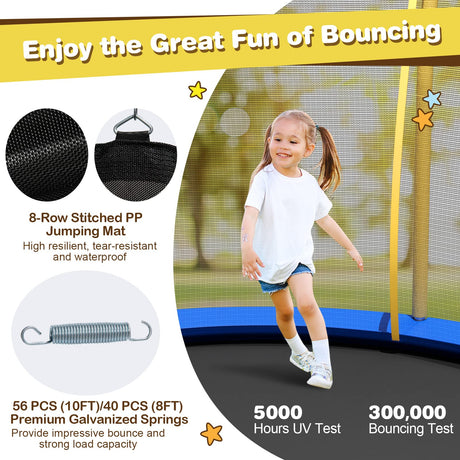 HONEY JOY 8FT Kids Trampoline, Galvanized Steel Frame, Weight Capacity 193KG