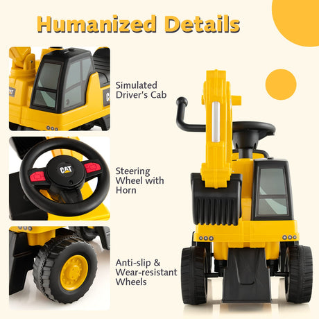 HONEY JOY Kid's Rid-On Digger, Functional Excavator Toy