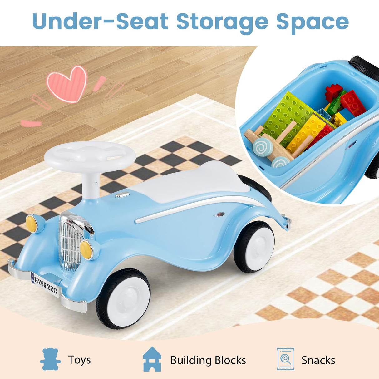 Toddler Ride on Toy, Classic Foot to Floor Kid Sliding Car with Steering Wheel