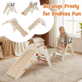 HONEY JOY Kids Triangle Climbing Set, Foldable Panda-Themed Wood Montessori Climbing Set