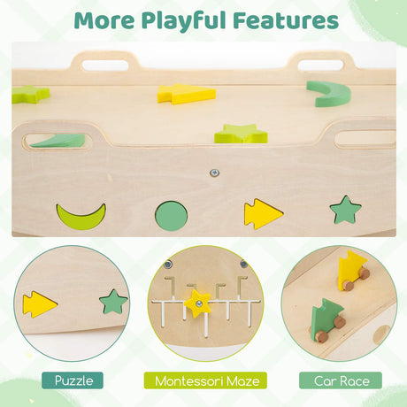 HONEY JOY 8-in-1 Wooden Triangle Set, Foldable Montessori Climbing Toys