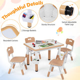 HONEY JOY Kids Table and 4 Chairs Set, Height Adjustable Toddler Desk and Chair Set