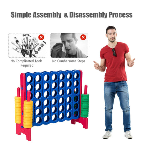 Giant Connect 4 in A Row with 42 Jumbo Rings for Garden & Beach