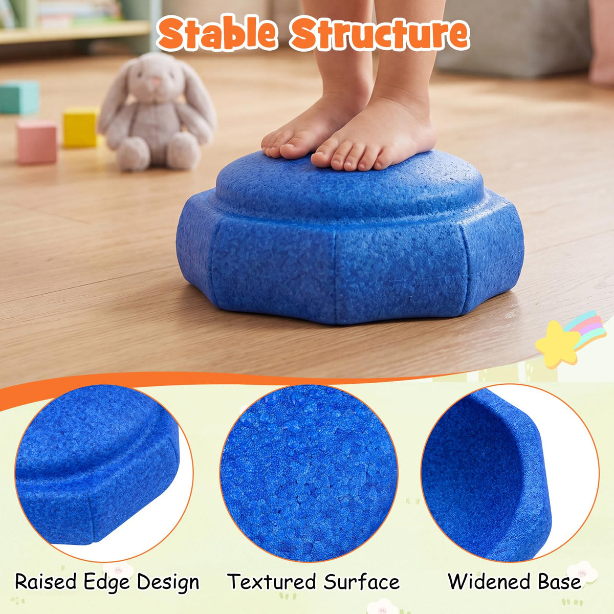 HONEY JOY 6-Piece Stepping Stones for Boys and Girls Aged 3+ Years Old