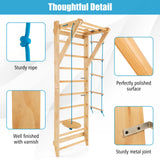HONEY JOY Wood Stall Bar, Swedish Ladder with Swedish Wall & Pull Up Bar