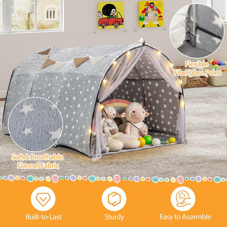 HONEY JOY Kids Dream Bed Tent, Magical Twin Bunk Bed Privacy Space